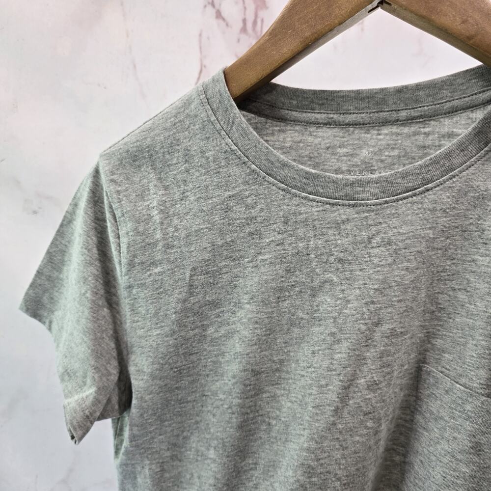 Everlane T Shirt Womens Gray Crewneck Box Cut Tee Organic Cotton Pocket Short - Picture 2 of 10
